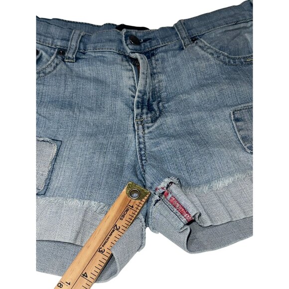 Forever 21 Distressed Denim Shorts With Patchwork Size 29 Blue Casual Summer Wea - Picture 7 of 8